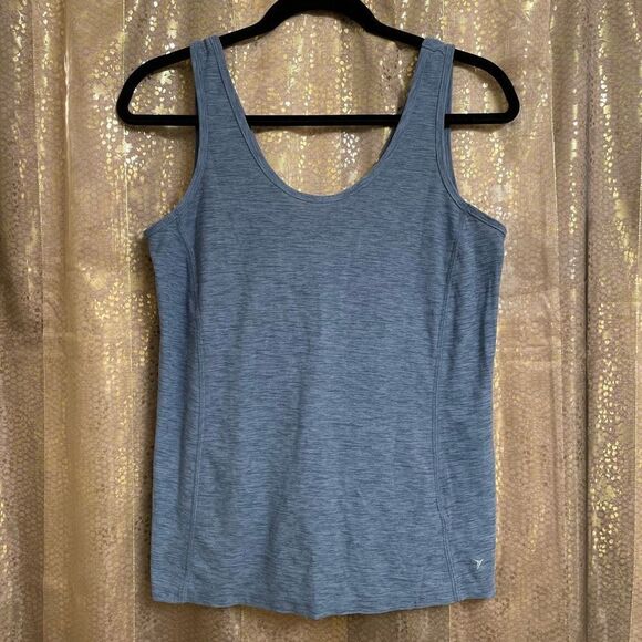 Old Navy Active Blue marled Breath On Knotted Back Tank Top, Small - Picture 1 of 6